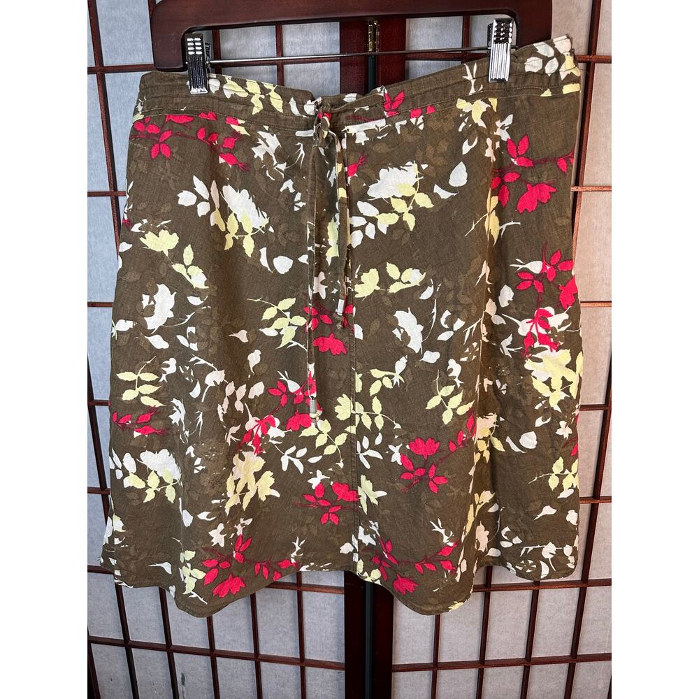 Point Zero Vintage Linen blend floral skirt surfer, vaca, holiday Size 14